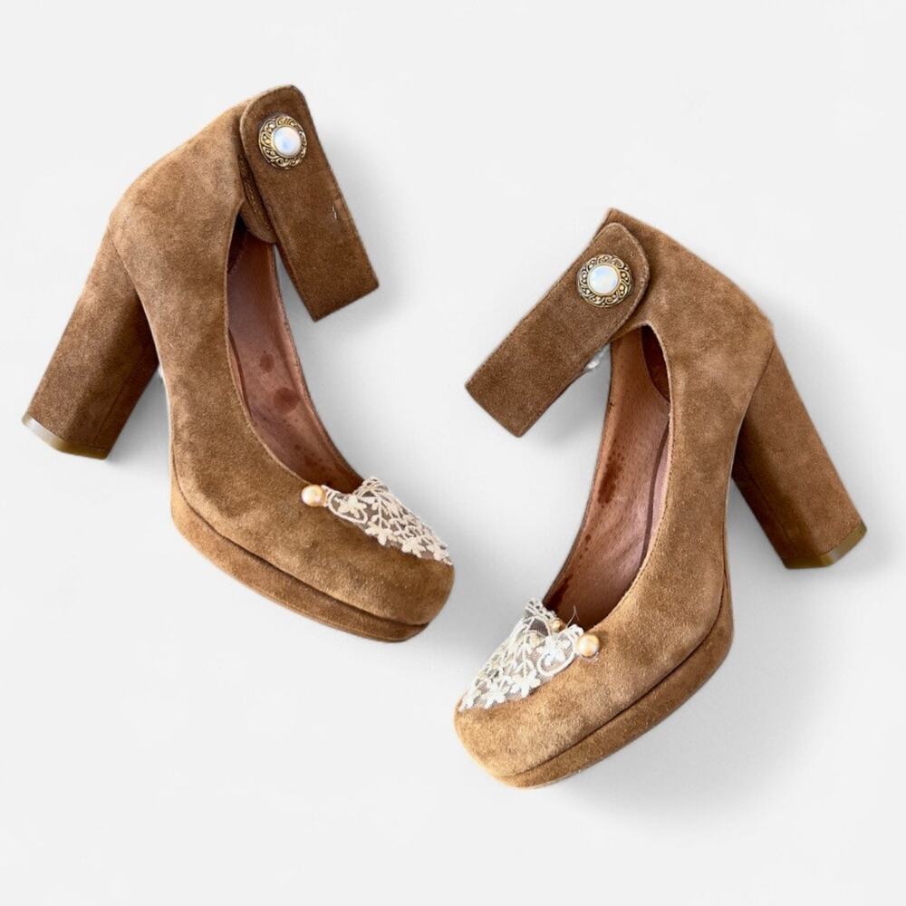 Jeffrey Campbell Aurora Vintage Velvet Beaded Chunky High Heels
